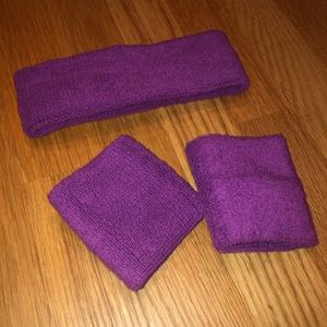 Purple Sweatbands for head and wrists